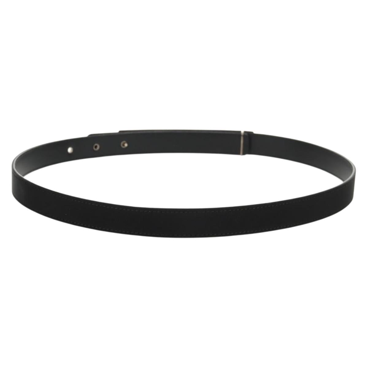 CHANEL Belt Leather 35.8"" Black CC Auth 144605SAM