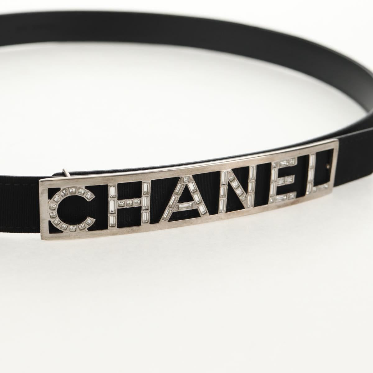 CHANEL Belt Leather 35.8"" Black CC Auth 144605SAM