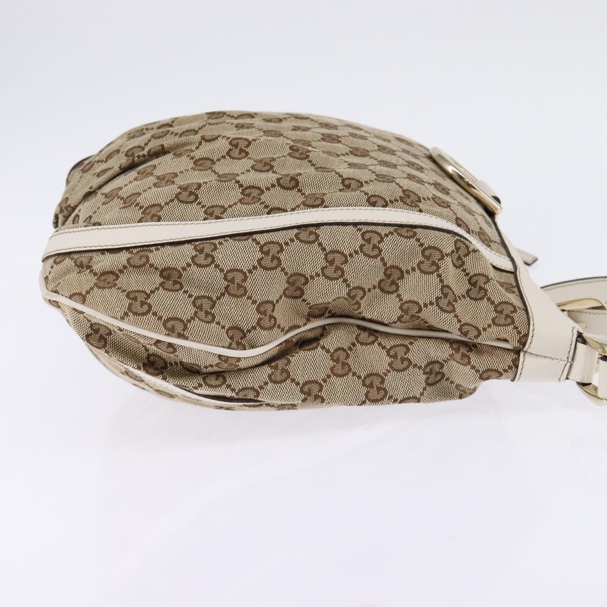 GUCCI GG Canvas Abbey Shoulder Bag Beige Gold 204940 Auth 144608
