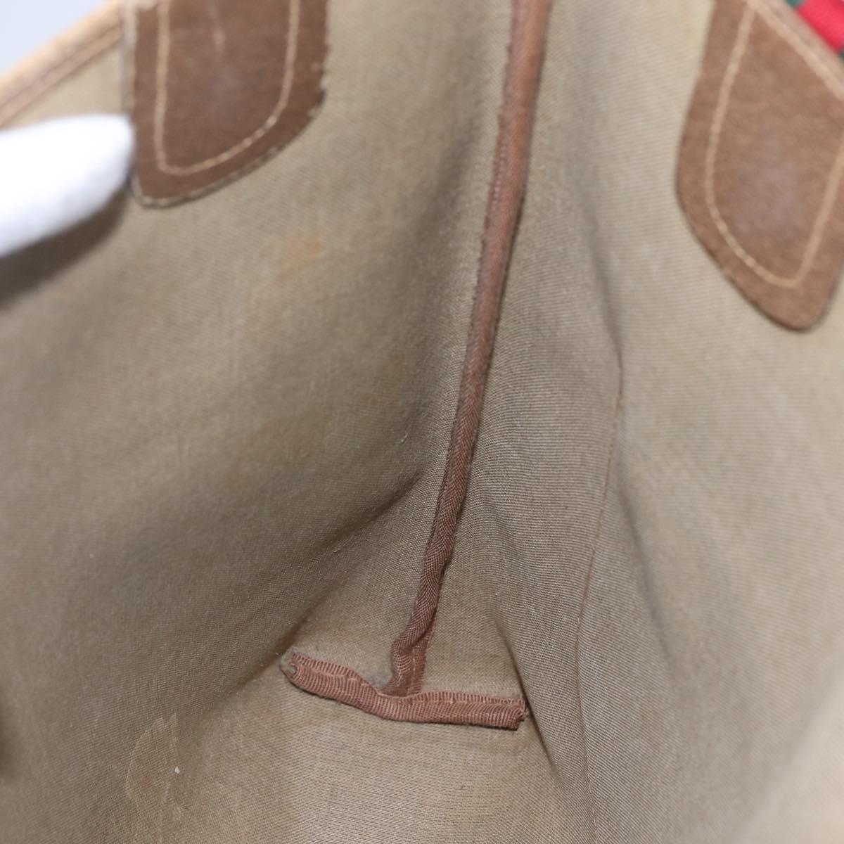 GUCCI GG Supreme Web Sherry Line Tote Bag PVC Beige Red 40 02 003 Auth 144609