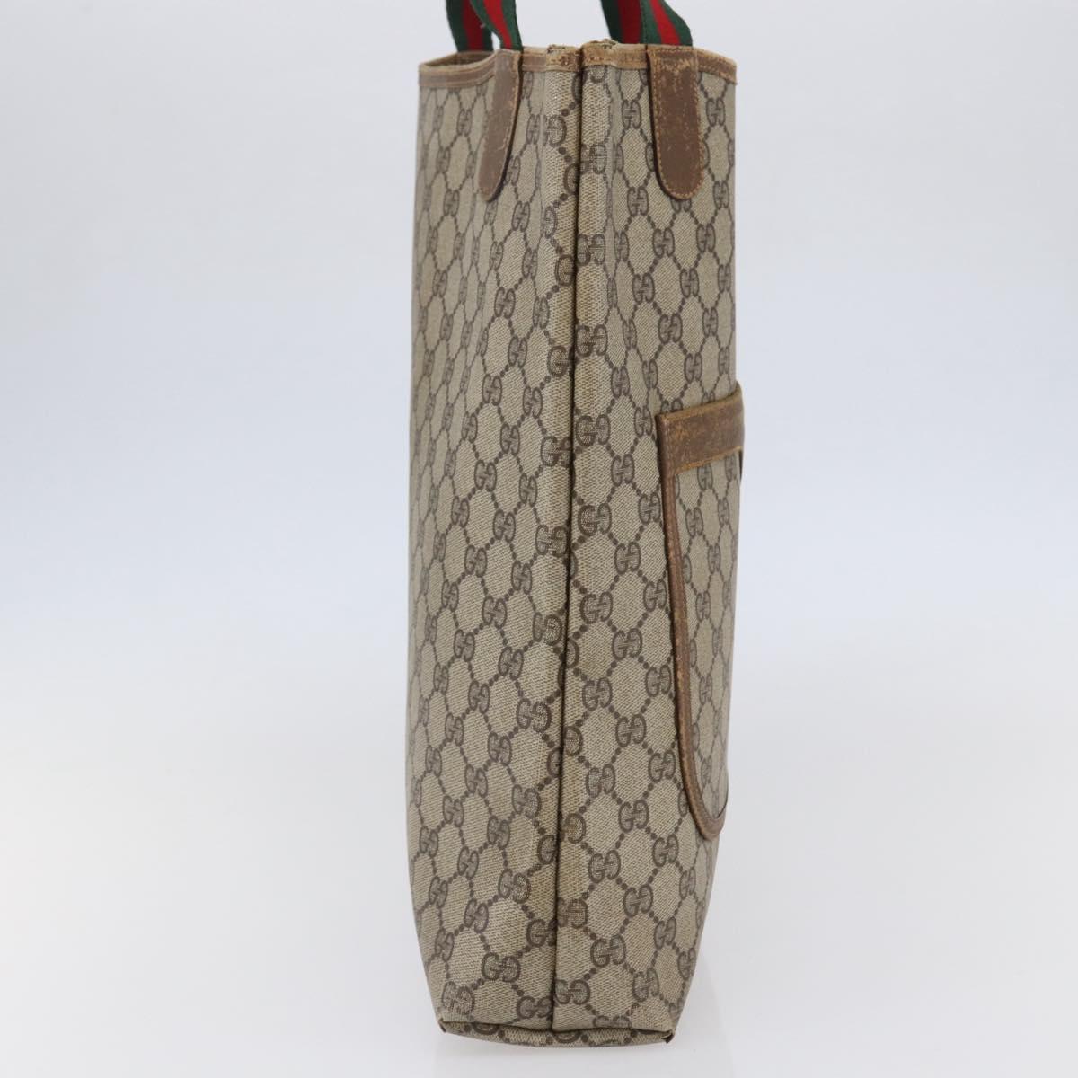 GUCCI GG Supreme Web Sherry Line Tote Bag PVC Beige Red 40 02 003 Auth 144609