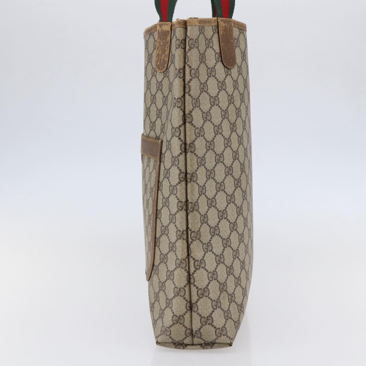 GUCCI GG Supreme Web Sherry Line Tote Bag PVC Beige Red 40 02 003 Auth 144609
