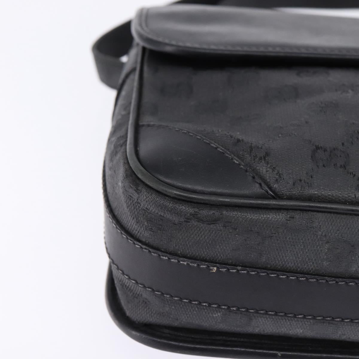 GUCCI GG Canvas Shoulder Bag Black Gold 001 261 0613 Auth 144610