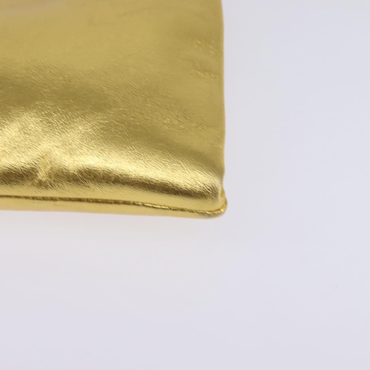 PRADA Chain Shoulder Bag Leather Gold Auth 144612