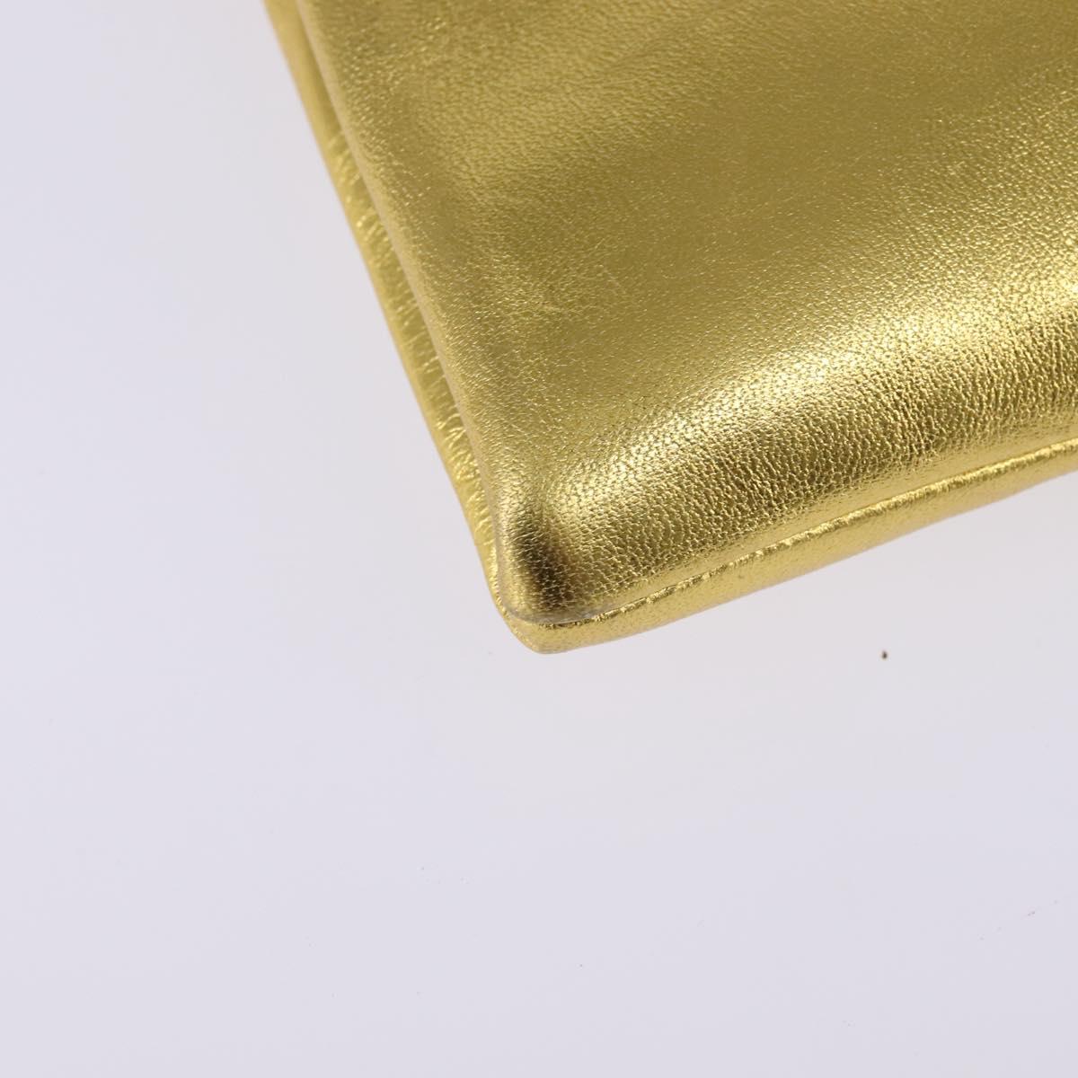 PRADA Chain Shoulder Bag Leather Gold Auth 144612