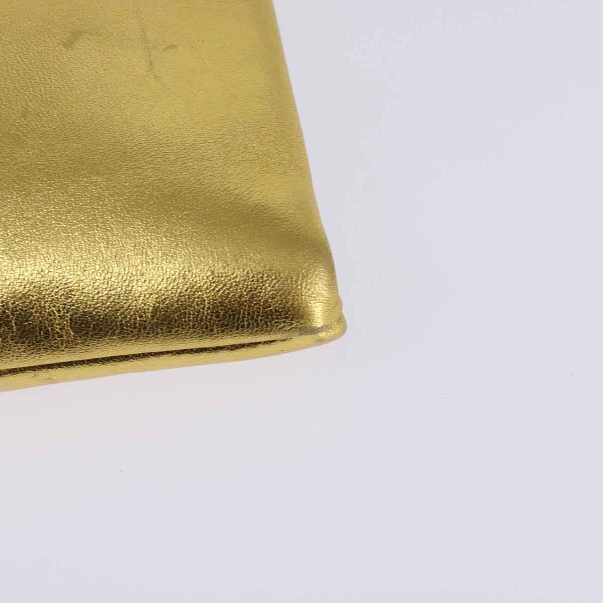 PRADA Chain Shoulder Bag Leather Gold Auth 144612