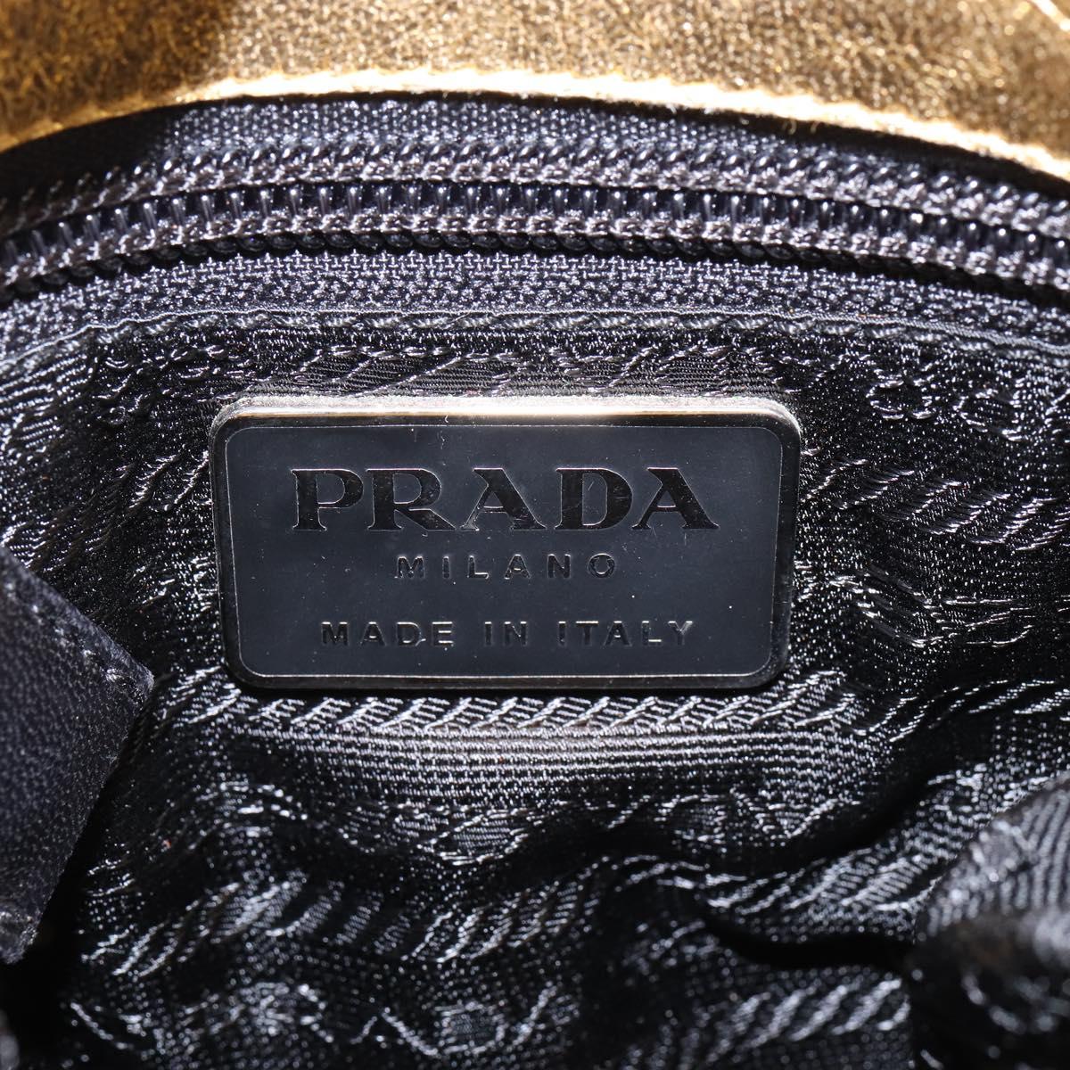 PRADA Chain Shoulder Bag Leather Gold Auth 144612