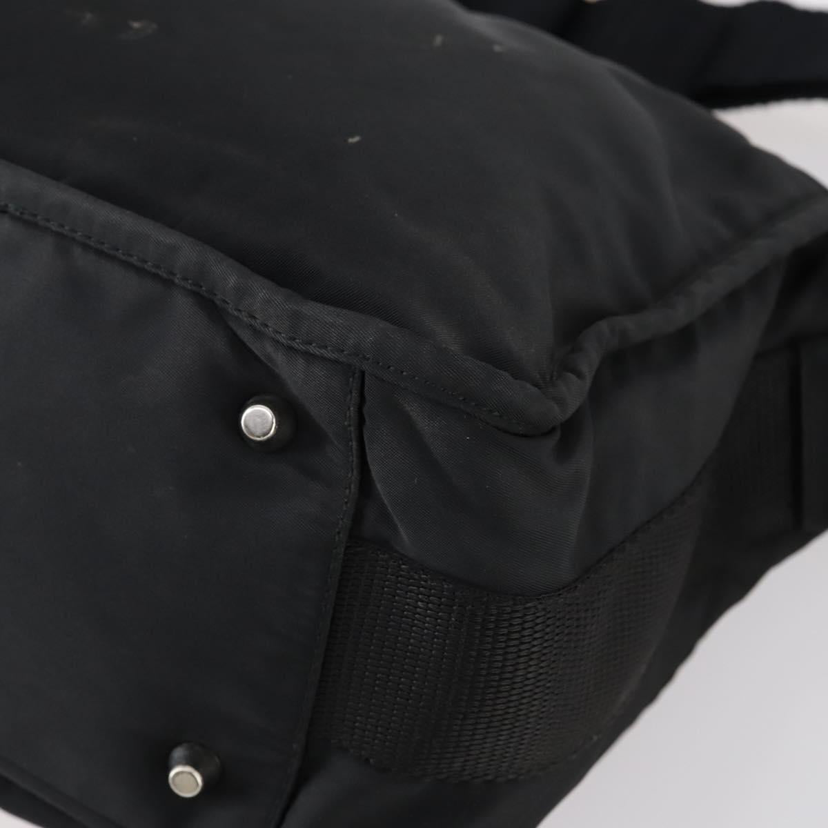 PRADA Shoulder Bag Nylon Black Silver Auth 144613
