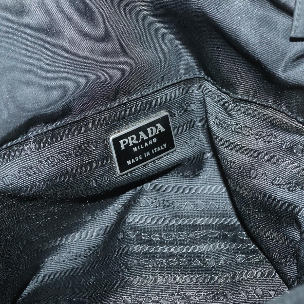 PRADA Shoulder Bag Nylon Black Silver Auth 144613