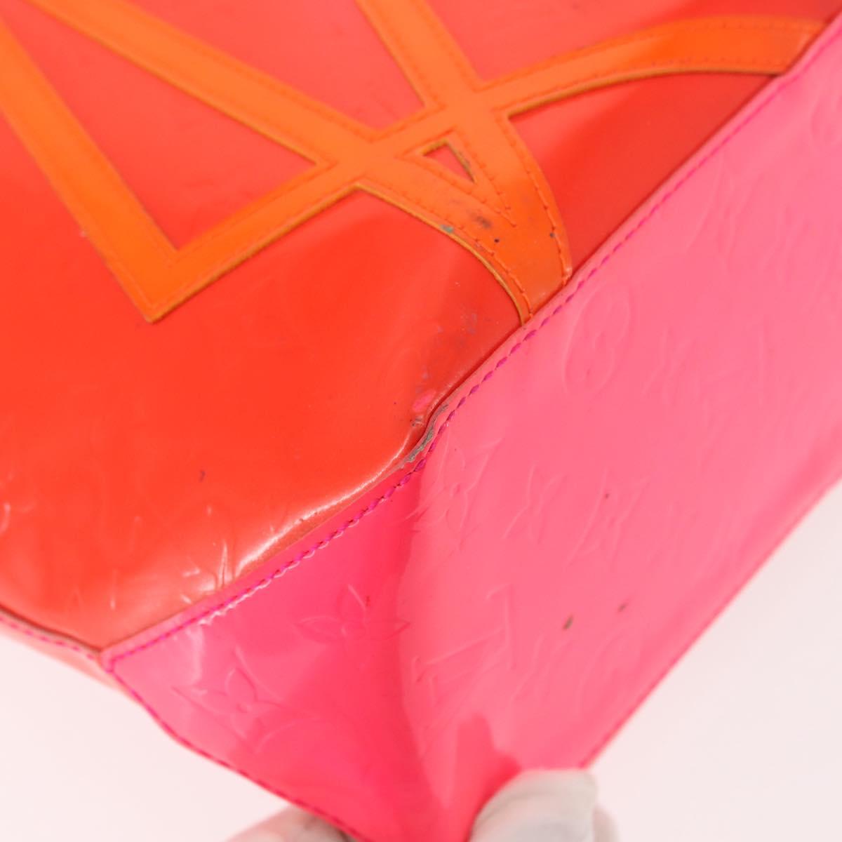 LOUIS VUITTON Monogram Vernis Fluo Reade MM Hand Bag Pink M91900 LV Auth 144619