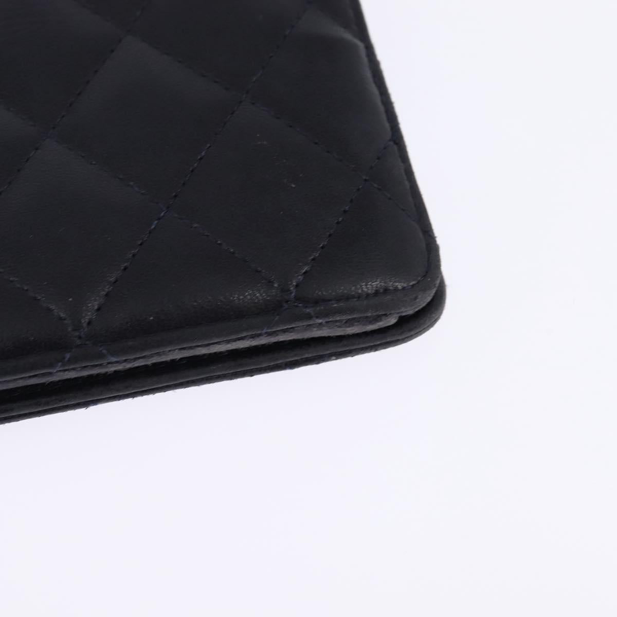 CHANEL Matelasse COCO Mark Long Wallet Leather Black CC Auth 144624