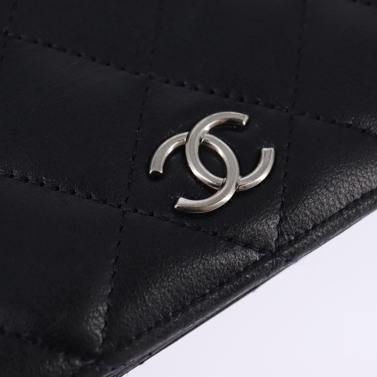CHANEL Matelasse COCO Mark Long Wallet Leather Black CC Auth 144624