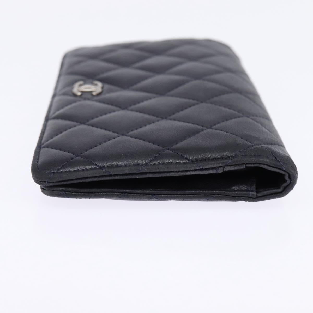 CHANEL Matelasse COCO Mark Long Wallet Leather Black CC Auth 144624