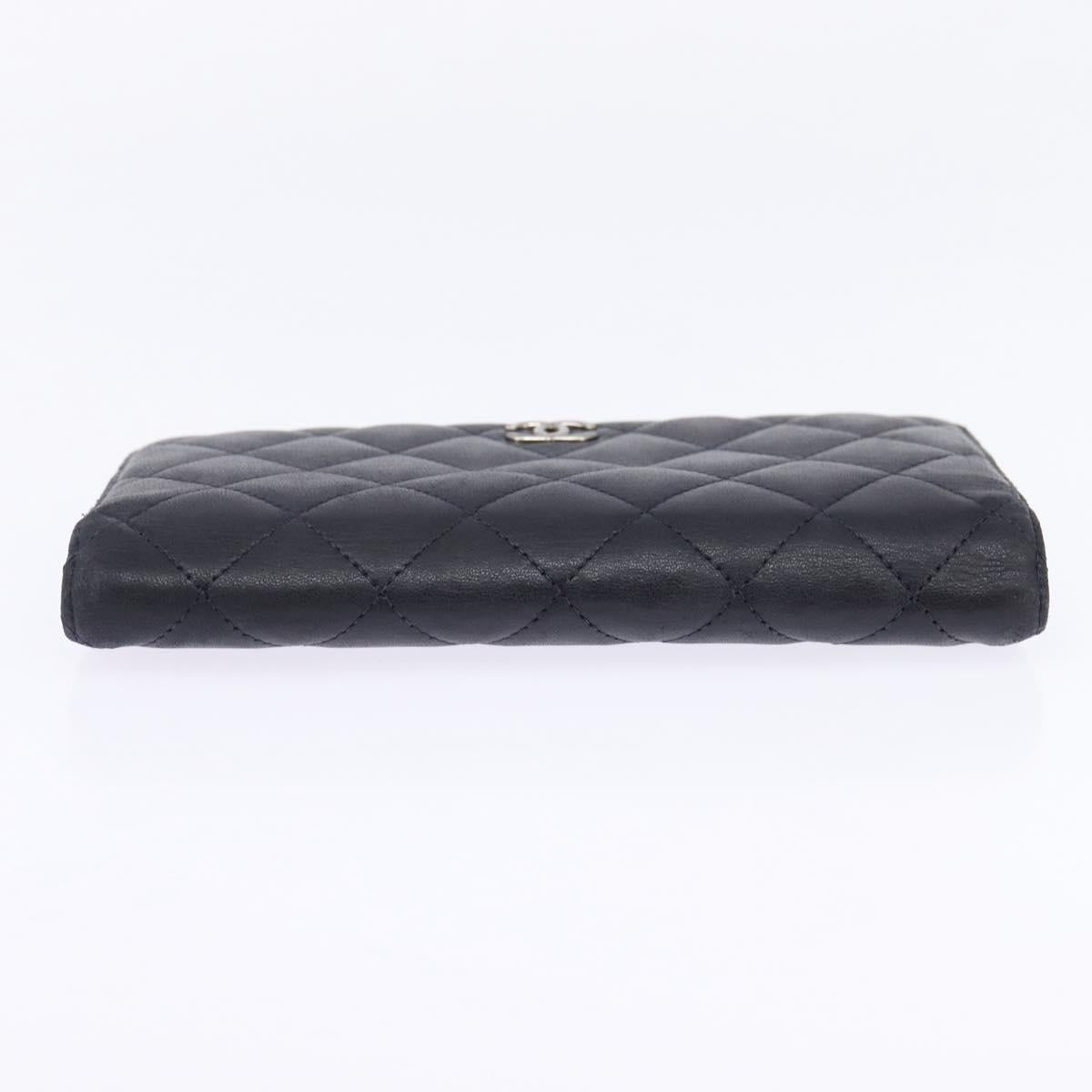 CHANEL Matelasse COCO Mark Long Wallet Leather Black CC Auth 144624
