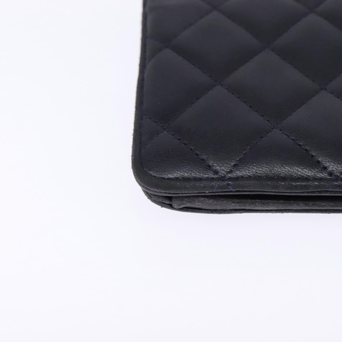 CHANEL Matelasse COCO Mark Long Wallet Leather Black CC Auth 144624