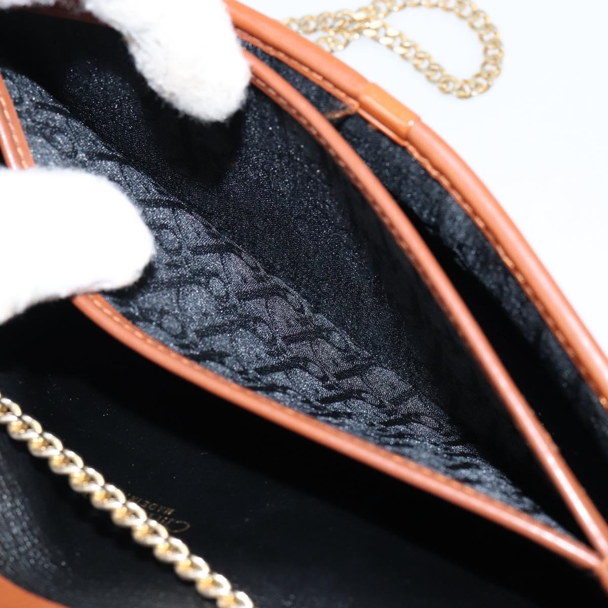 Christian Dior Trotter Canvas Chain Shoulder Bag Black Gold Auth 144627