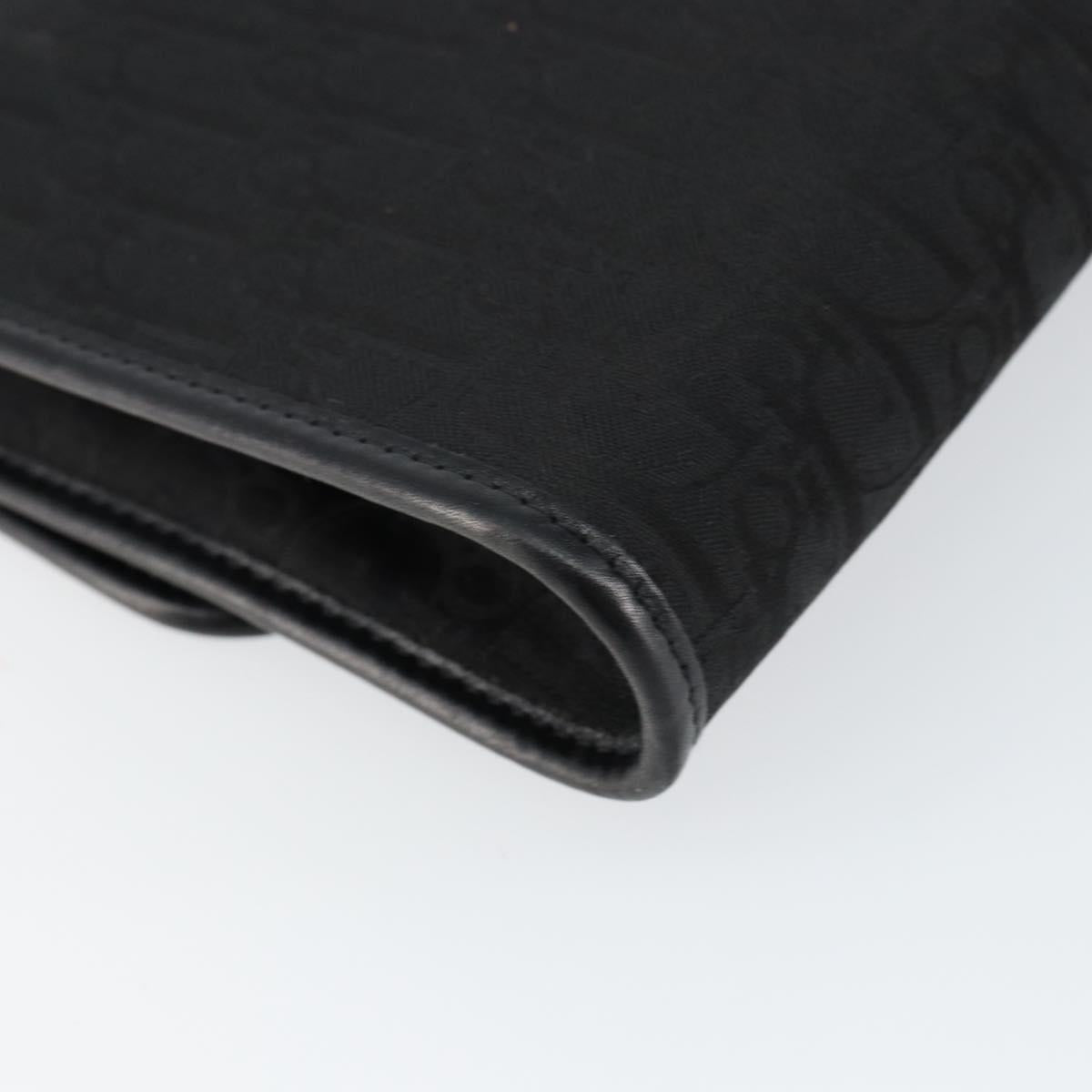 Christian Dior Trotter Canvas Chain Shoulder Bag Black Gold Auth 144628