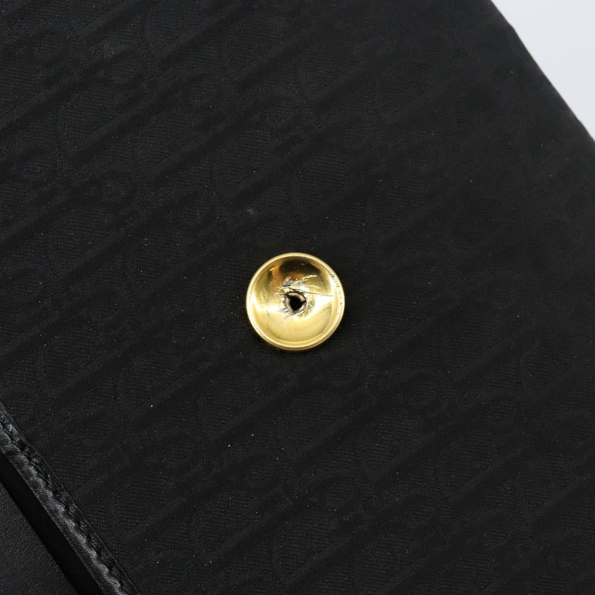 Christian Dior Trotter Canvas Chain Shoulder Bag Black Gold Auth 144628