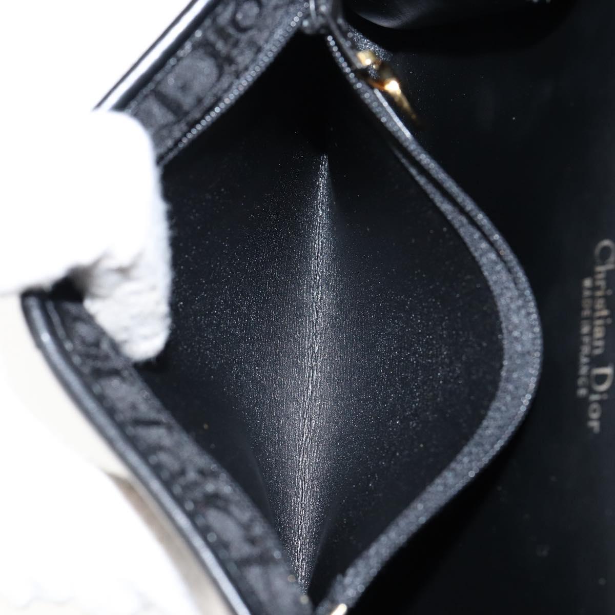 Christian Dior Trotter Canvas Chain Shoulder Bag Black Gold Auth 144628