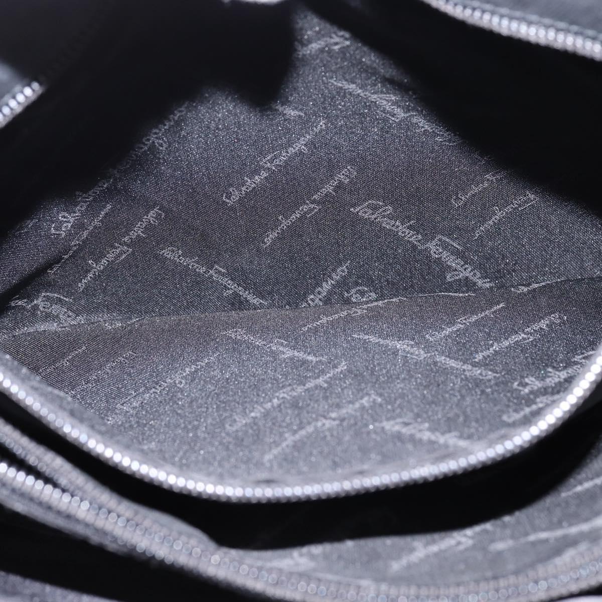 Salvatore Ferragamo Gancini Shoulder Bag Leather Black Gold Auth 144644