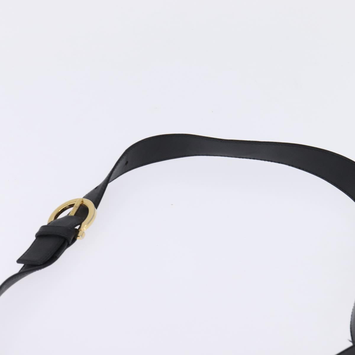 Salvatore Ferragamo Gancini Shoulder Bag Leather Black Gold Auth 144644