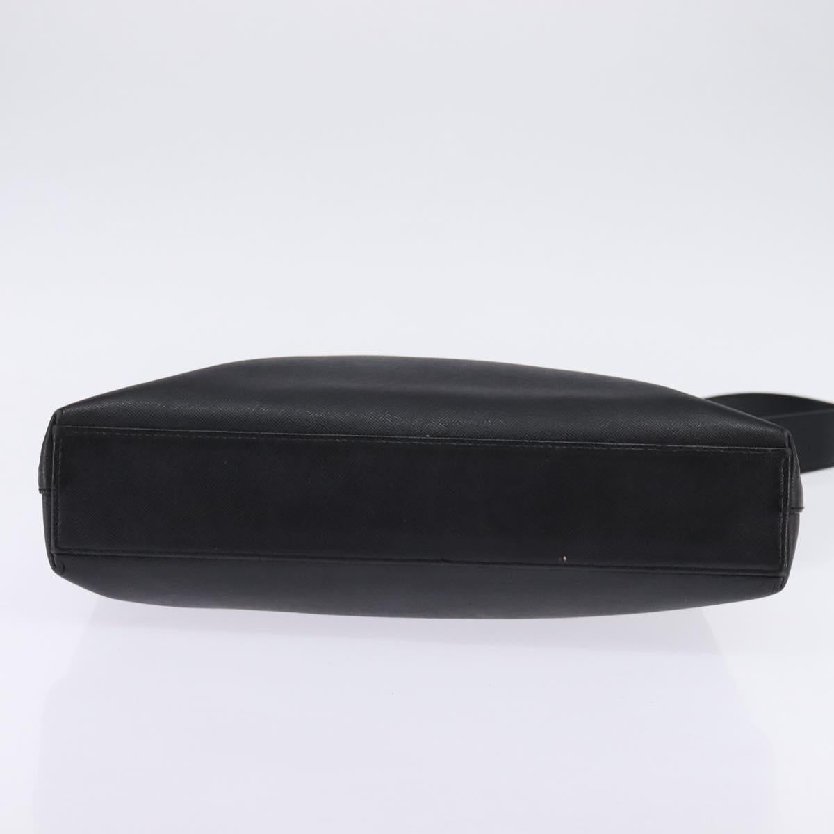 Salvatore Ferragamo Gancini Shoulder Bag Leather Black Gold Auth 144644