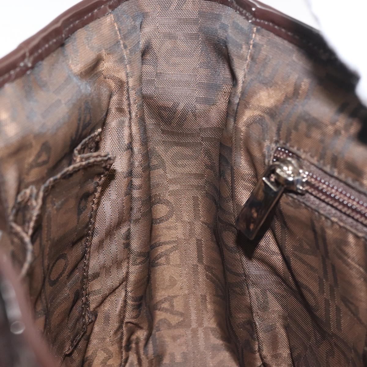 Salvatore Ferragamo Animal Pattern Hand Bag Vinyl Brown Auth 144645