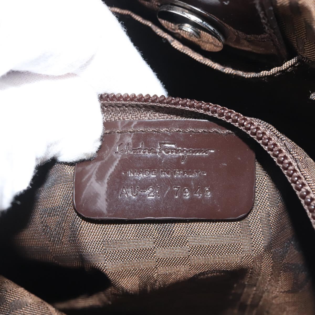 Salvatore Ferragamo Animal Pattern Hand Bag Vinyl Brown Auth 144645
