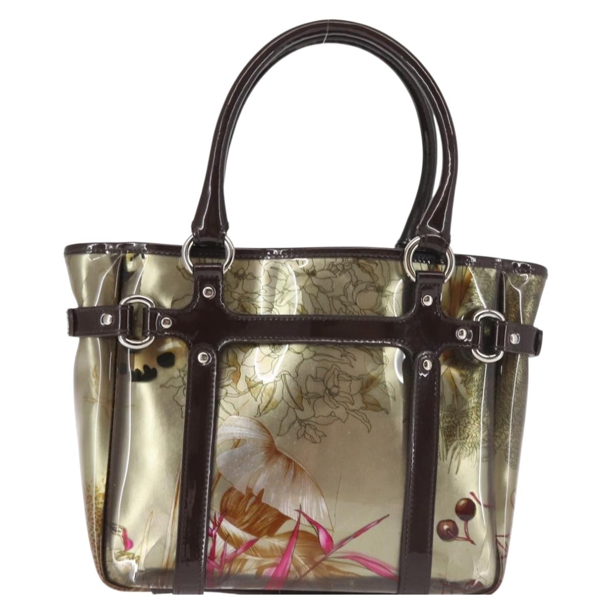Salvatore Ferragamo Animal Pattern Hand Bag Vinyl Brown Auth 144645