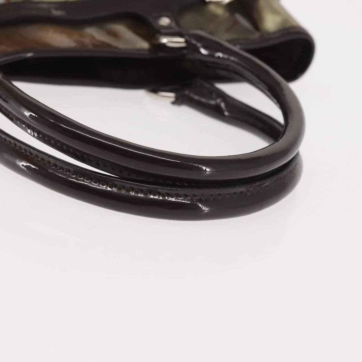 Salvatore Ferragamo Animal Pattern Hand Bag Vinyl Brown Auth 144645