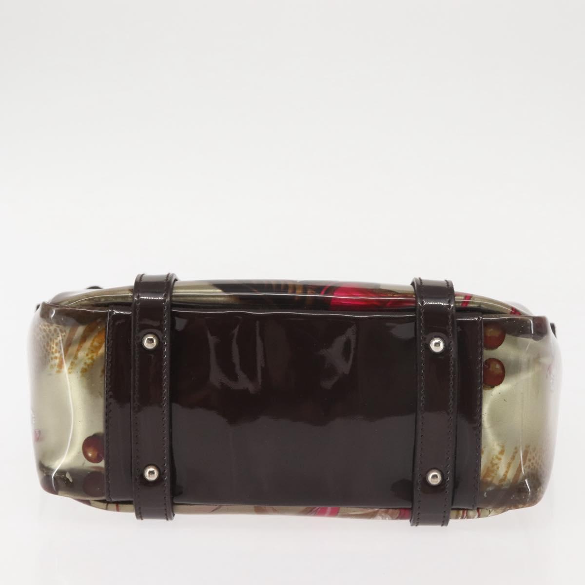 Salvatore Ferragamo Animal Pattern Hand Bag Vinyl Brown Auth 144645