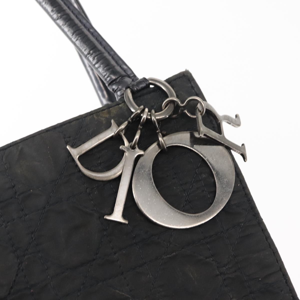 Christian Dior Canage Shoulder Bag Nylon Black Silver Auth 144646