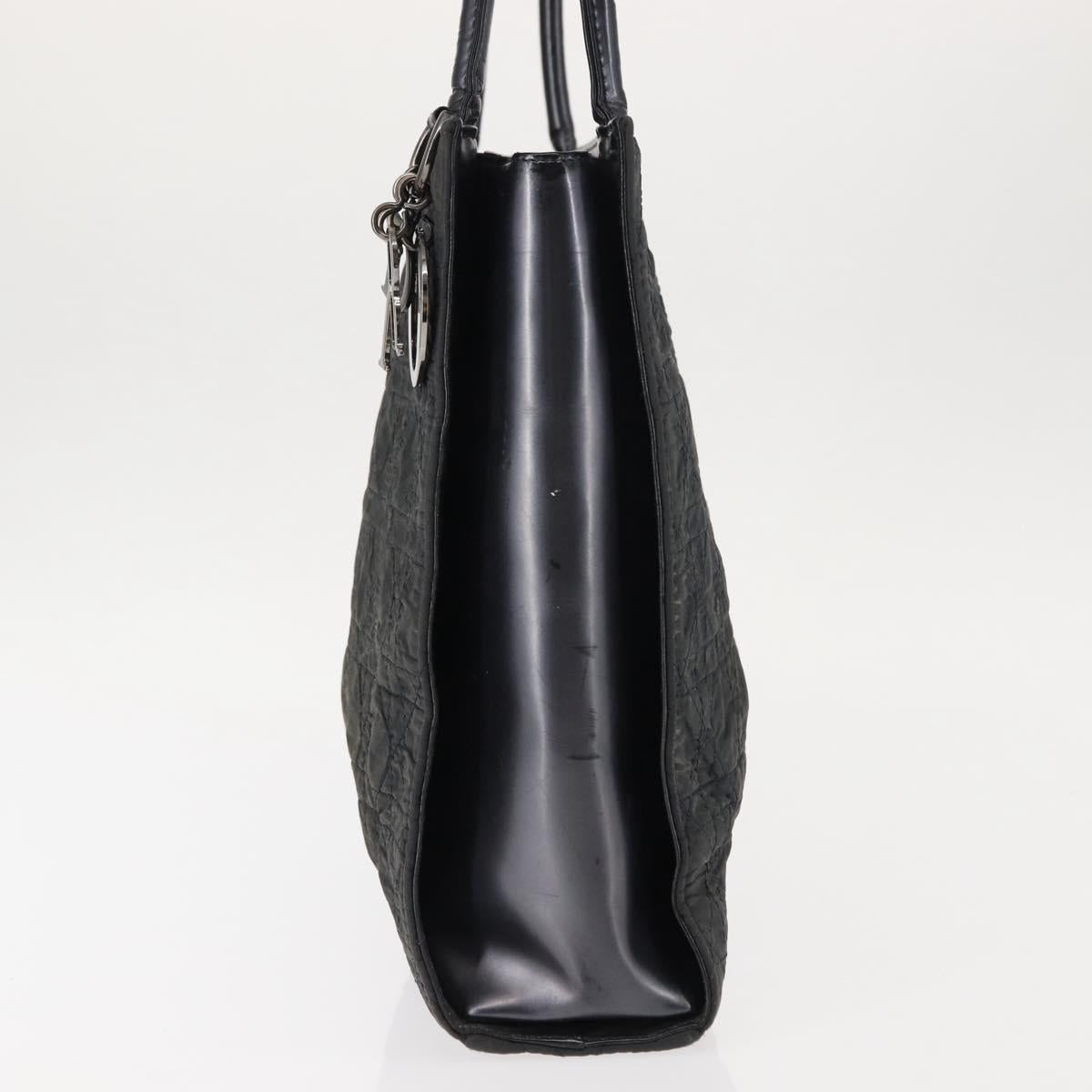 Christian Dior Canage Shoulder Bag Nylon Black Silver Auth 144646