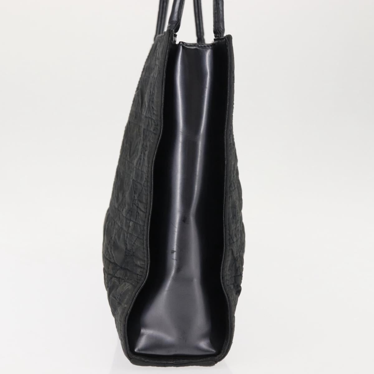 Christian Dior Canage Shoulder Bag Nylon Black Silver Auth 144646