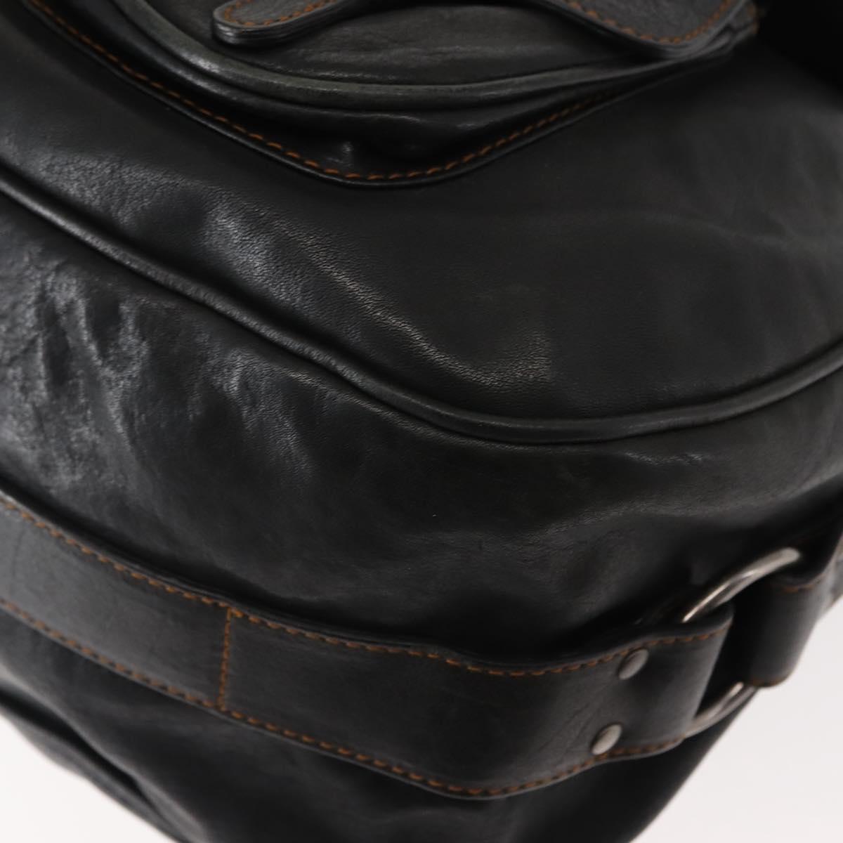 Christian Dior Gaucho Shoulder Bag Leather Black Auth 144647