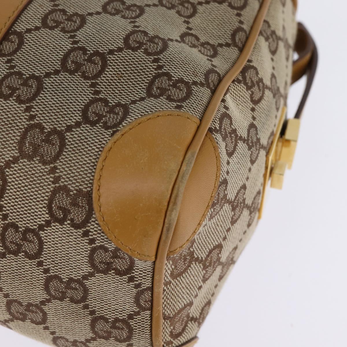 GUCCI GG Canvas Sherry Line Hand Bag Beige Gold 000 0851 Auth 144649