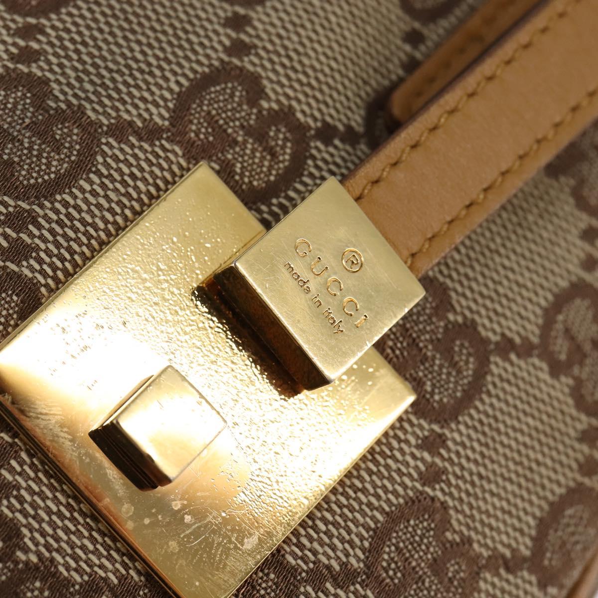 GUCCI GG Canvas Sherry Line Hand Bag Beige Gold 000 0851 Auth 144649