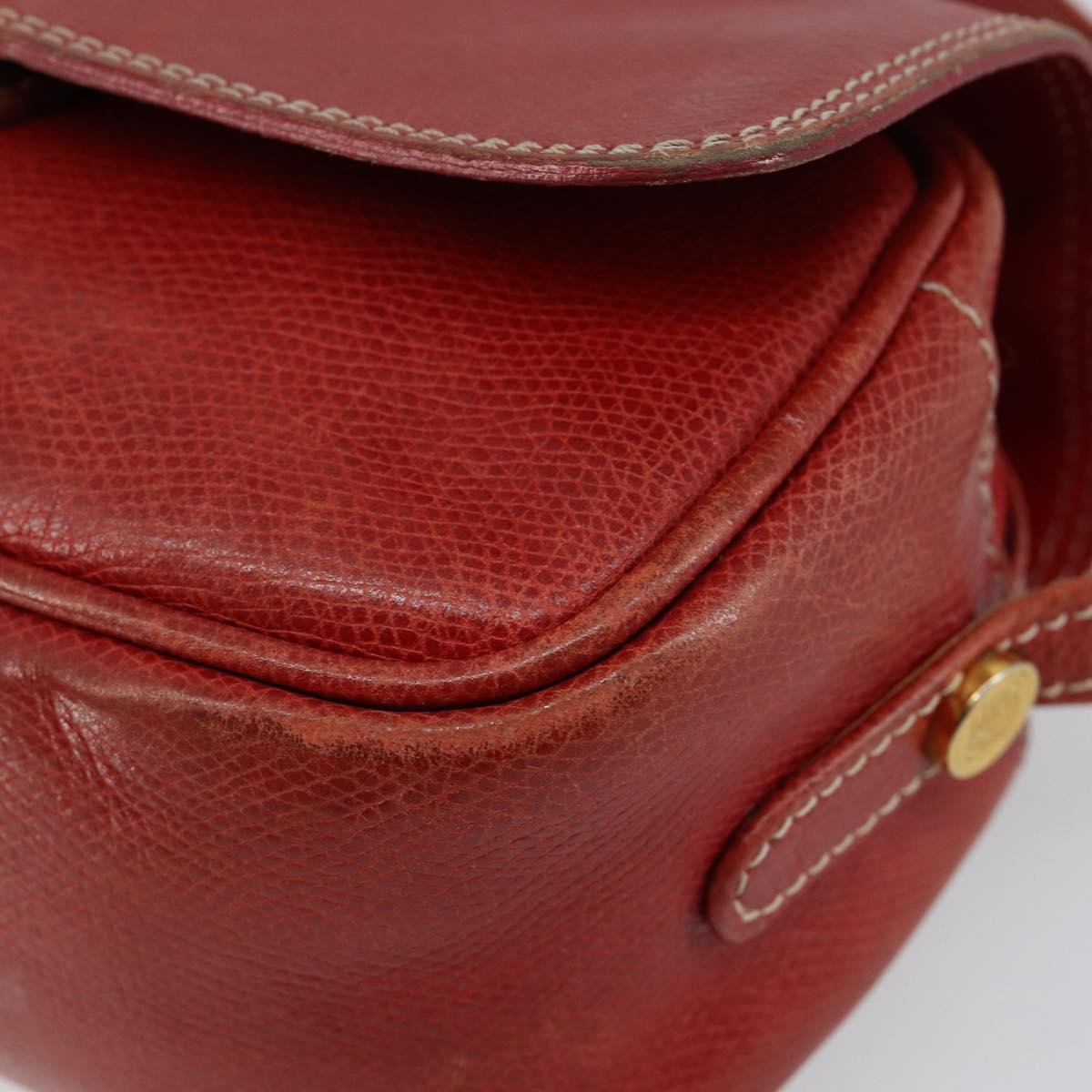 LOEWE Anagram Shoulder Bag Leather Red Gold Auth 144660