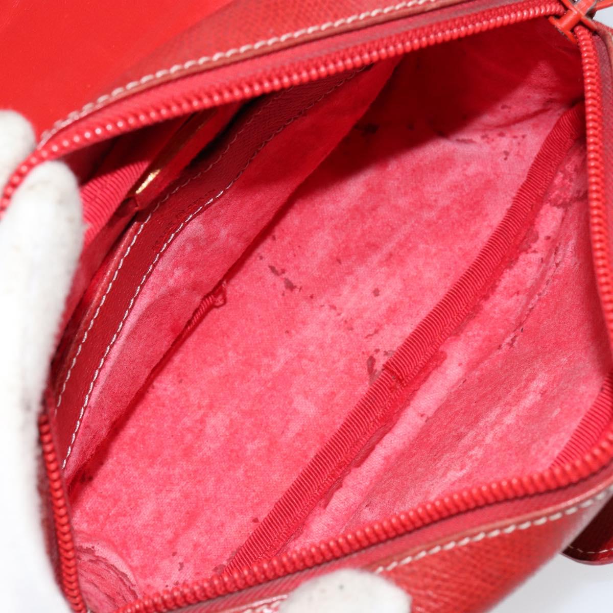 LOEWE Anagram Shoulder Bag Leather Red Gold Auth 144660