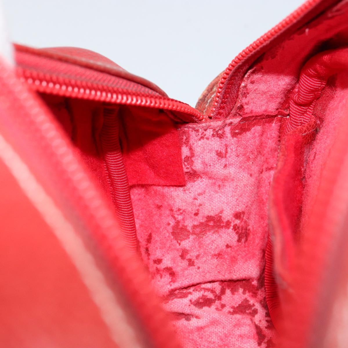 LOEWE Anagram Shoulder Bag Leather Red Gold Auth 144660