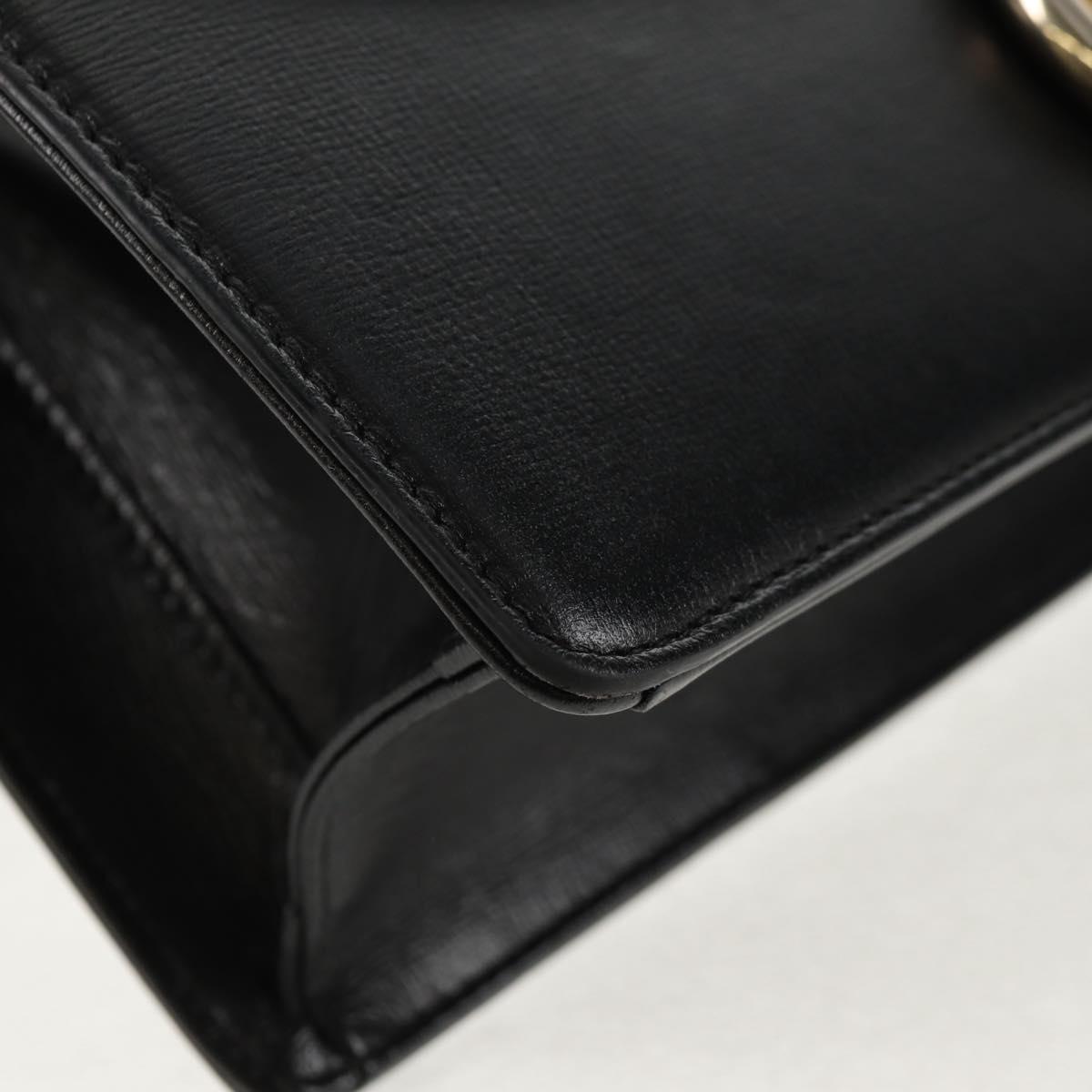 GUCCI GG Logo Shoulder Bag Leather Black Gold 589471 Auth 144672M