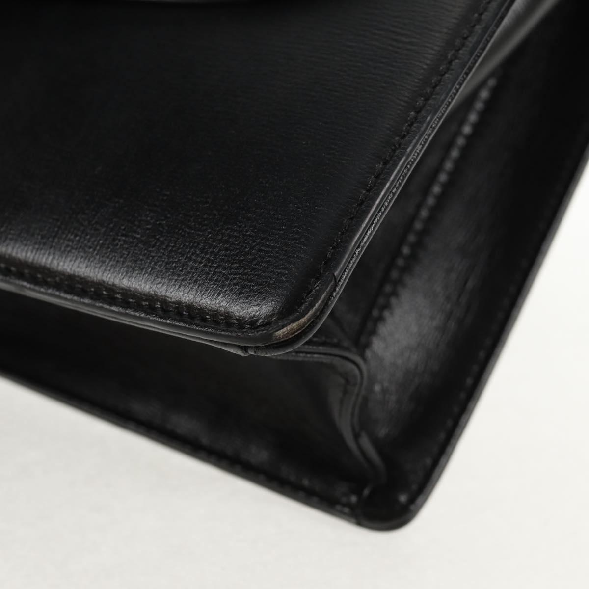 GUCCI GG Logo Shoulder Bag Leather Black Gold 589471 Auth 144672M