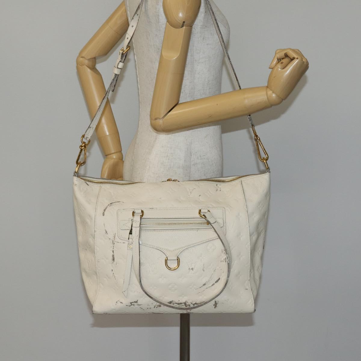 LOUIS VUITTON Monogram Empreinte Lumineuse PM Bag 2way White M93411 Auth 144673