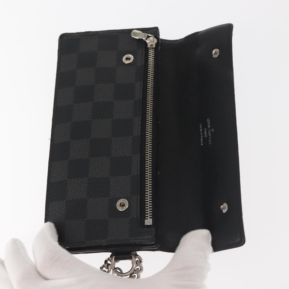 LOUIS VUITTON Damier Graphite Portefeuille Accordion Wallet N60023 Auth 144679