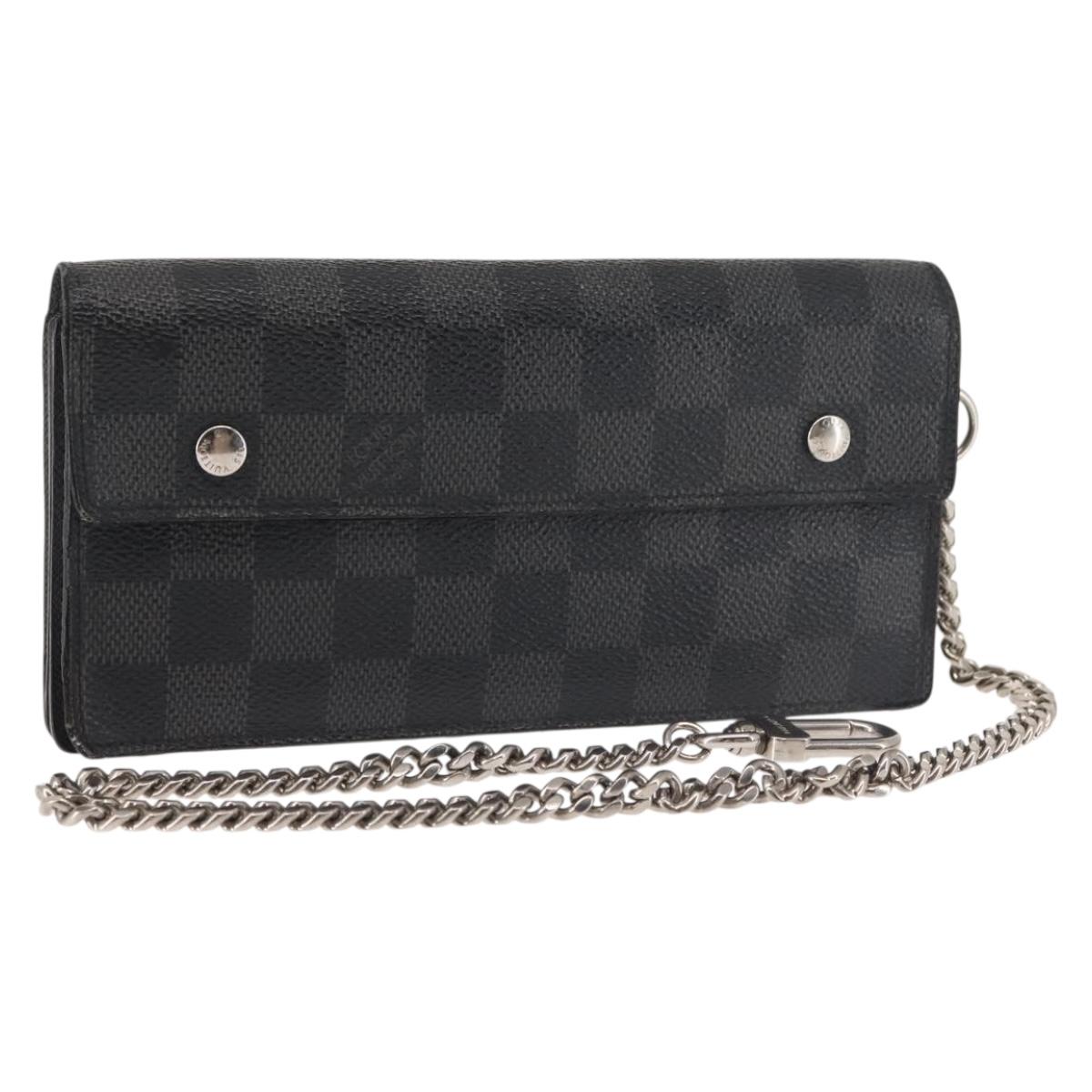 LOUIS VUITTON Damier Graphite Portefeuille Accordion Wallet N60023 Auth 144679