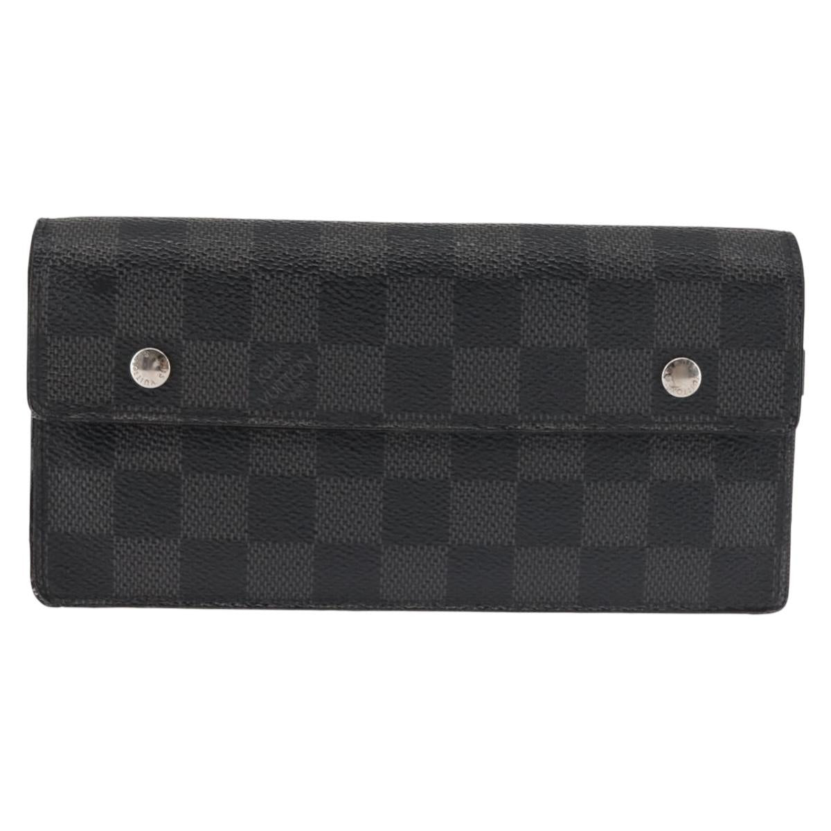 LOUIS VUITTON Damier Graphite Portefeuille Accordion Wallet N60023 Auth 144679