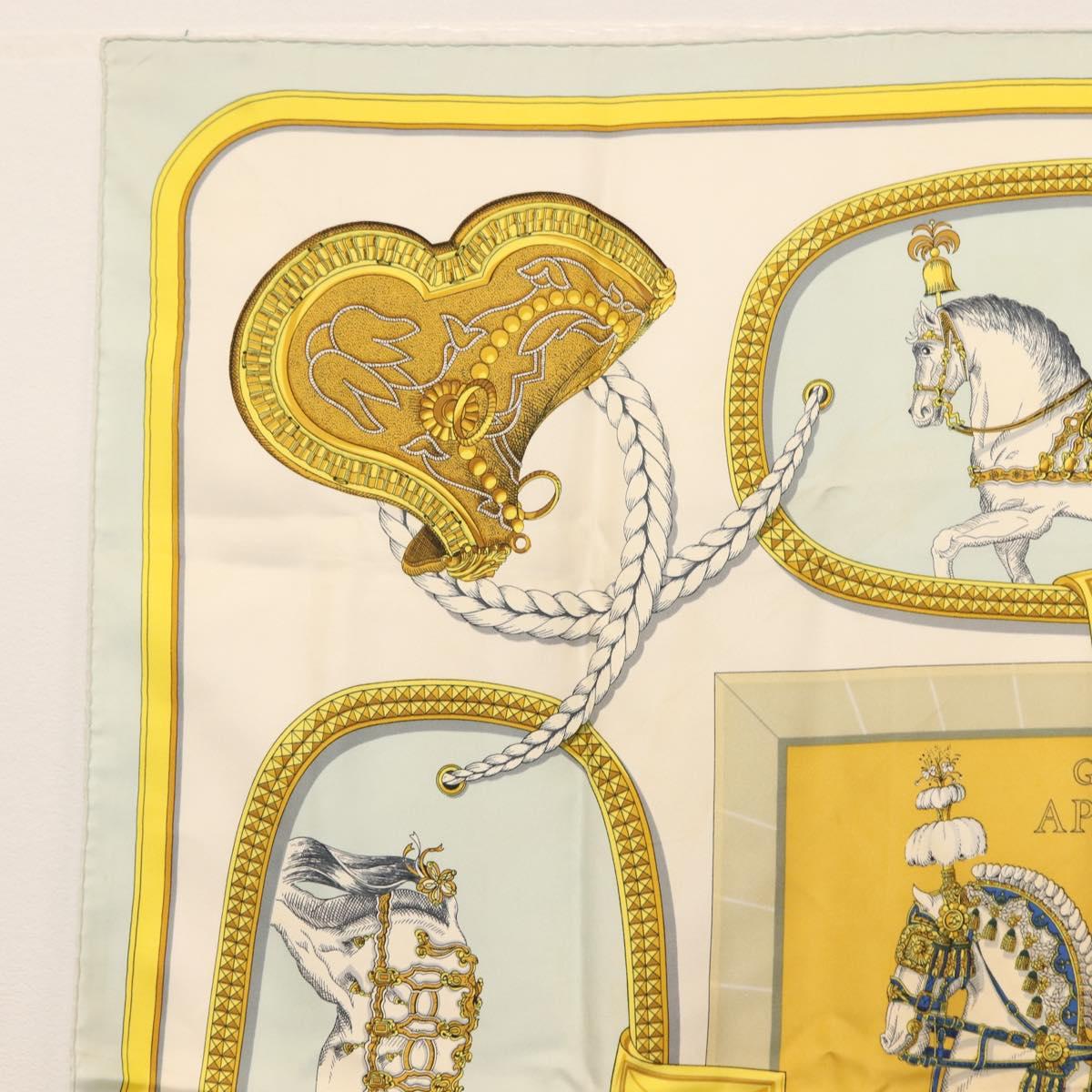 HERMES Carre 90 Scarf ""GRAND APPARAT"" Silk Light Blue Auth 144681