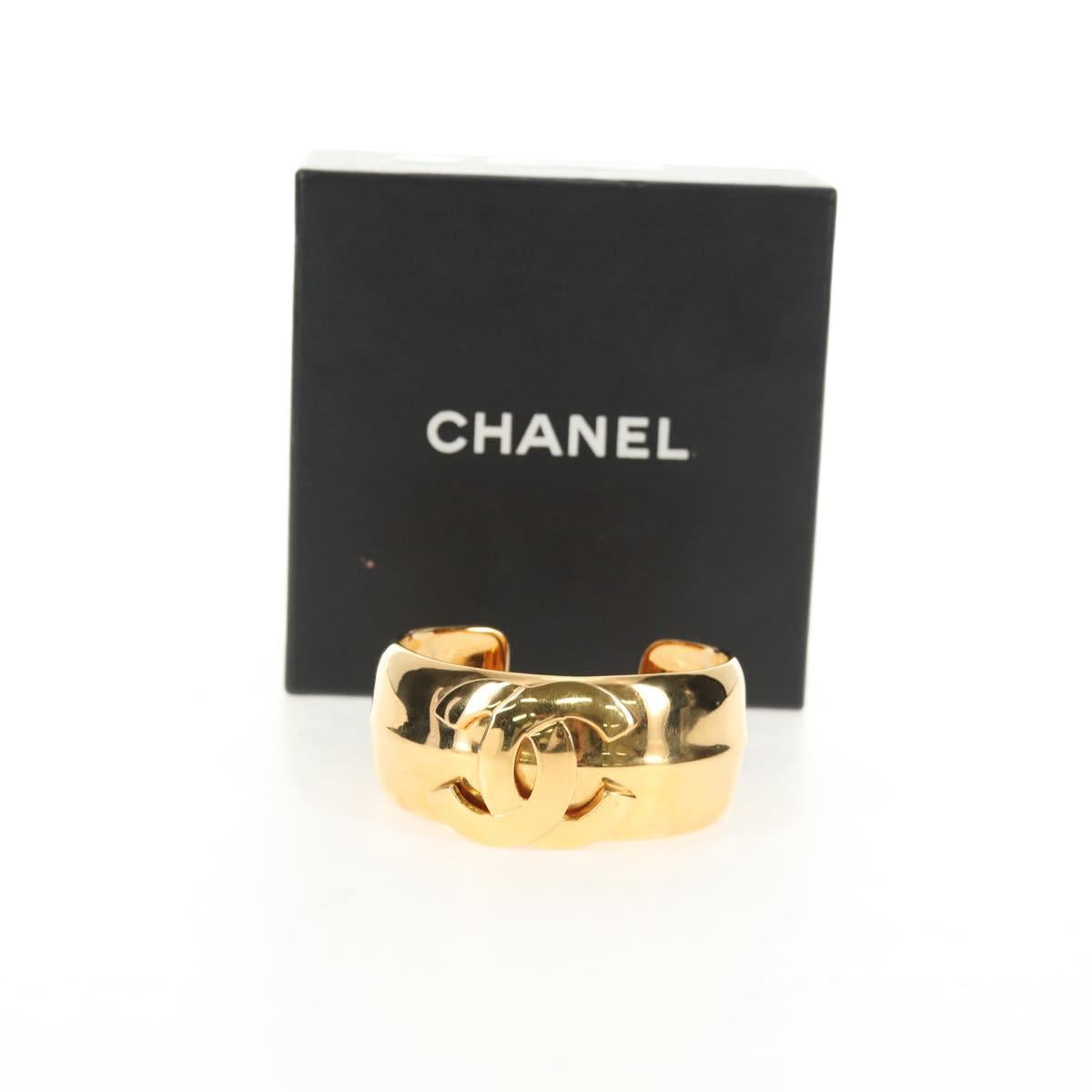 CHANEL Bangle Bracelet Metal Black CC Auth 144682V