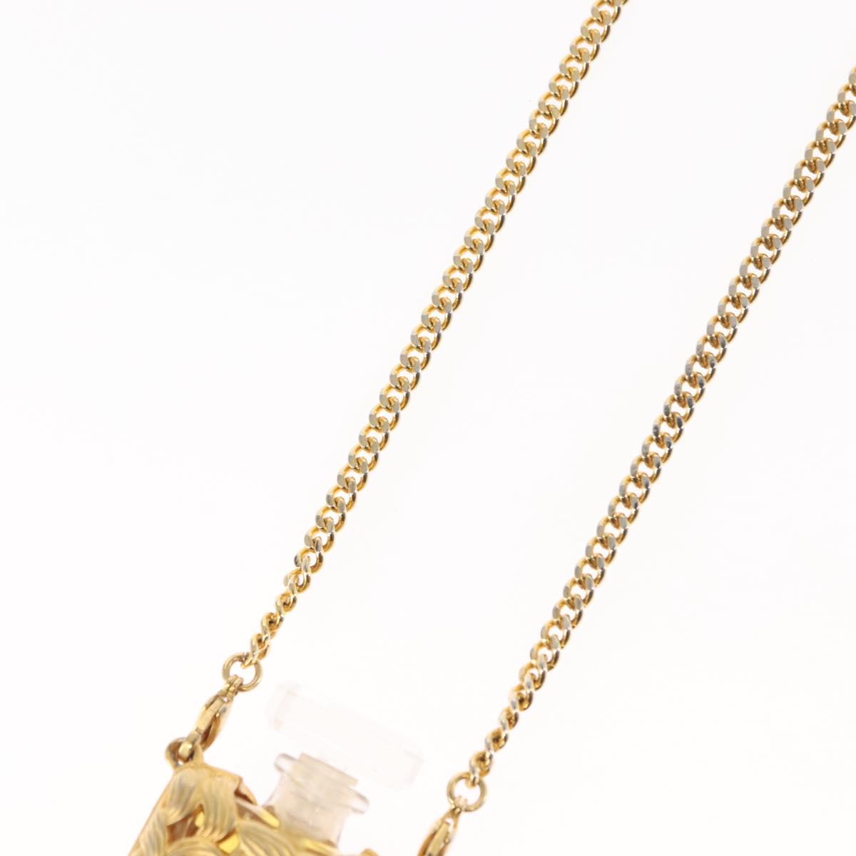 CHANEL Perfume Necklace metal Gold CC Auth 144685