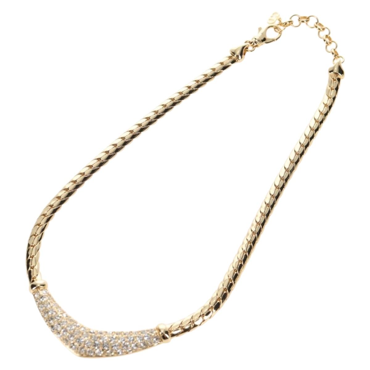 Christian Dior Necklace metal Gold Auth 144702V